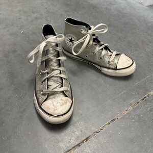 Converse Kids Metallic Silver High Top All Star Sneakers